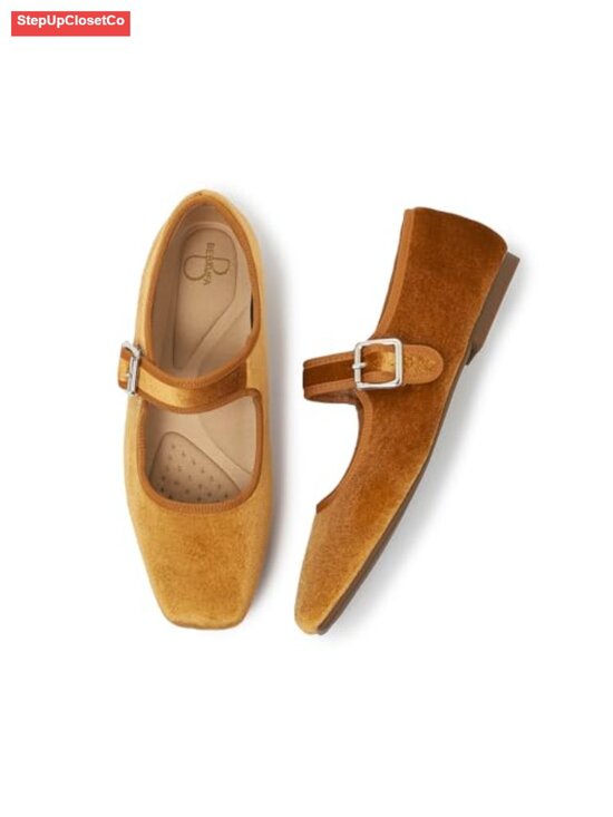 Shoes - Bebxufa Women's Square Toe Mary Jane Ballet Flats Faux Leather Slip On Work